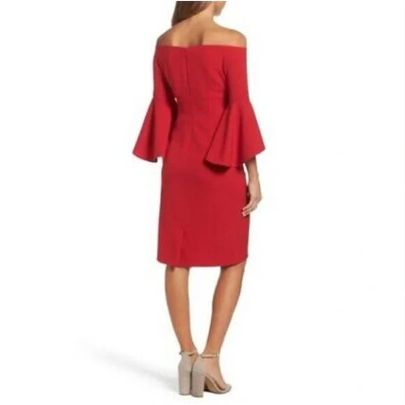 Chelsea28 Red Off Shoulder Bell Sleeve Dress 2 NWOT - Picture 10 of 12
